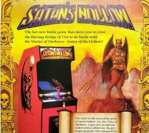 Satans Hollow Arcade Flyer Original 1982 Video Game Art Devil Horror Retro